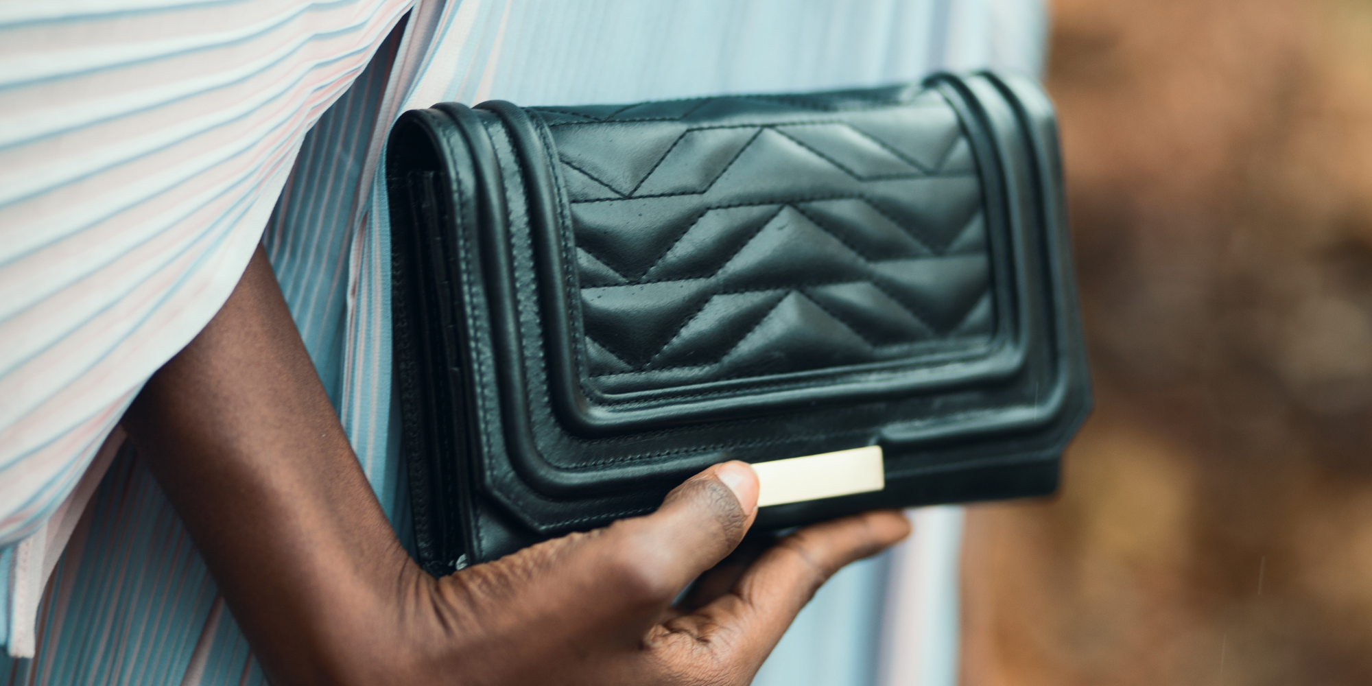 Clutch, gesteppte Optik, rechteckig, Klappverschluss, elegant, für Damen
