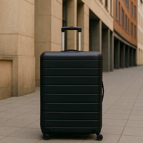 großer Koffer, Sonnenuntergang, Küste, Natur, entspannte Abendstimmung