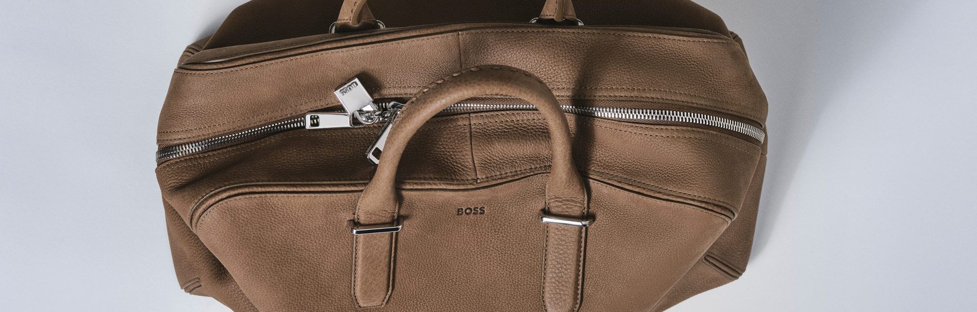 Hugo Boss, Weekender, Reisetasche, Leder, braun, hochwertig, elegant, Herrentasche, Business-Look