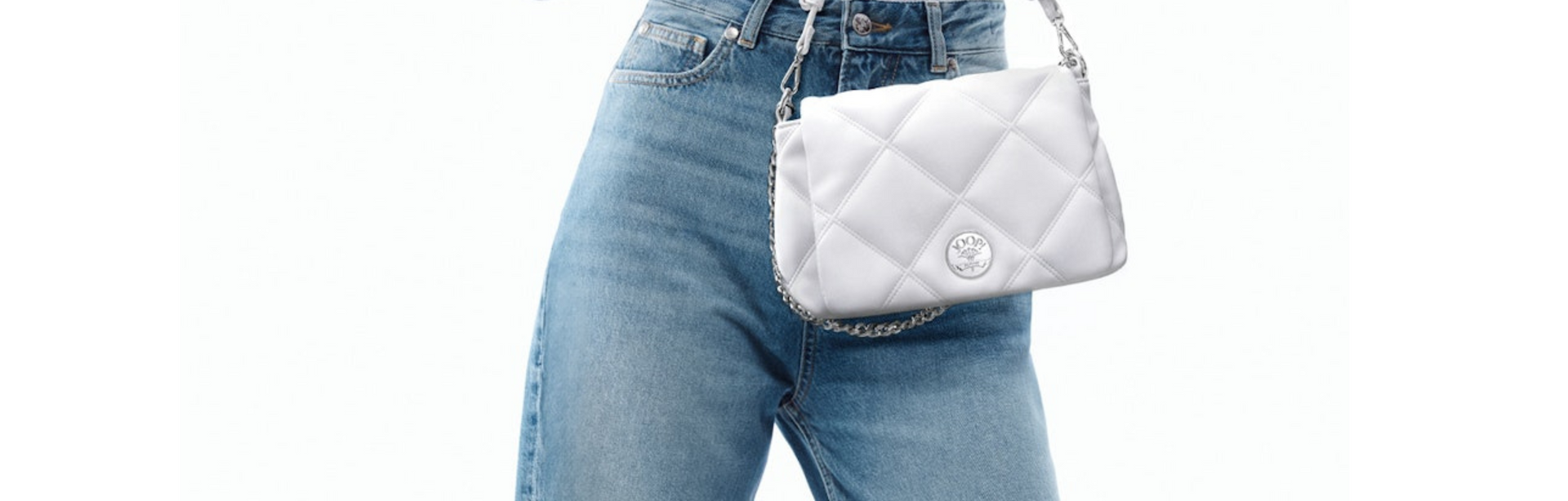 JOOP! Jeans, Umhängetasche, gesteppt, hellgrau, Logo-Emblem, Kette, Schultertasche, modisch, Damen